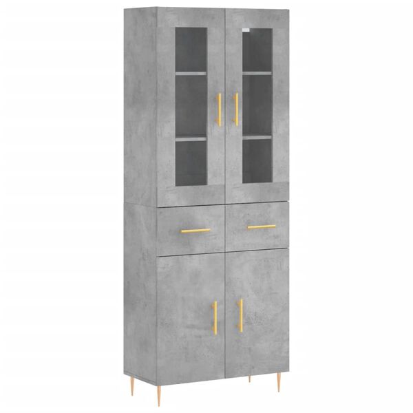 vidaXL Skř&iacute;ň highboard betonově &scaron;ed&aacute; 69,5x34x180 cm kompozitn&iacute; dřevo