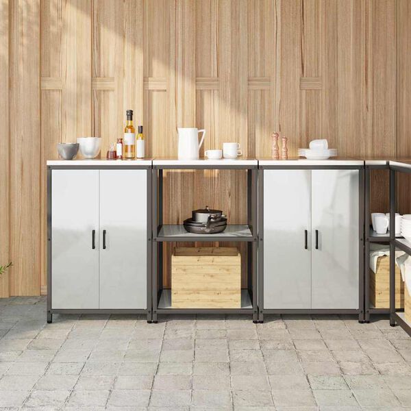 vidaXL Kuchyňsk&aacute; skladovac&iacute; sada 3 pcs Stř&iacute;brn&aacute; Pozinkovan&aacute; ocel