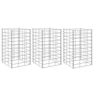 vidaXL Gabionov&eacute; vyv&yacute;&scaron;en&eacute; z&aacute;hony 3 ks 30 x 30 x 50 cm železo
