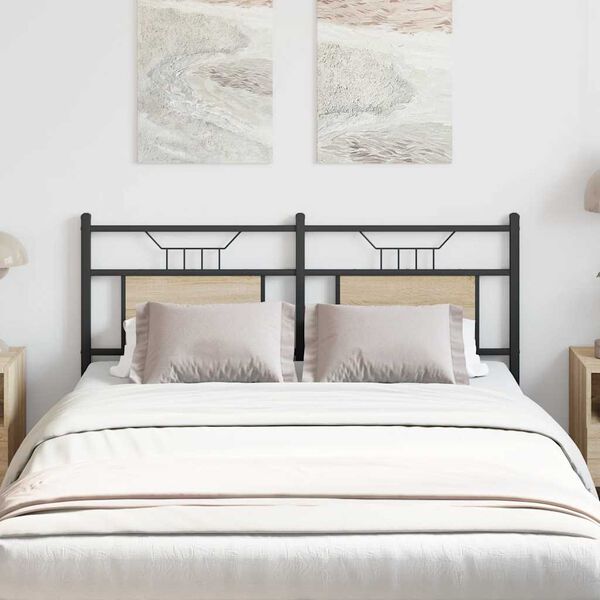 vidaXL Čelo postele Sonoma Dub 137 cm Dřevo a ocel