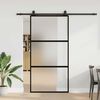 vidaXL Posuvn&eacute; dveře se sadou kov&aacute;n&iacute; čern&eacute; 102,5x205 cm Tvrzen&eacute; sklo