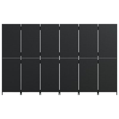 vidaXL Dělicí stěna 6 panelů černá polyratan