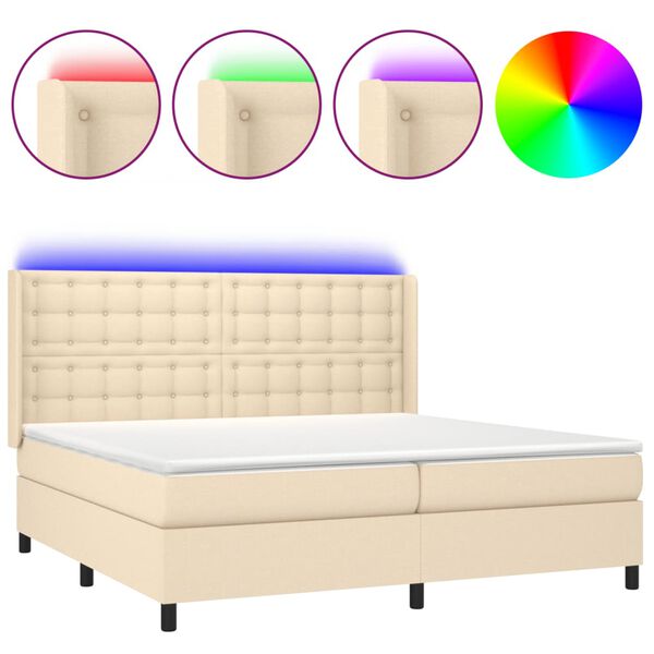 vidaXL Box spring postel s matrac&iacute; a LED kr&eacute;mov&aacute; 200x200 cm textil