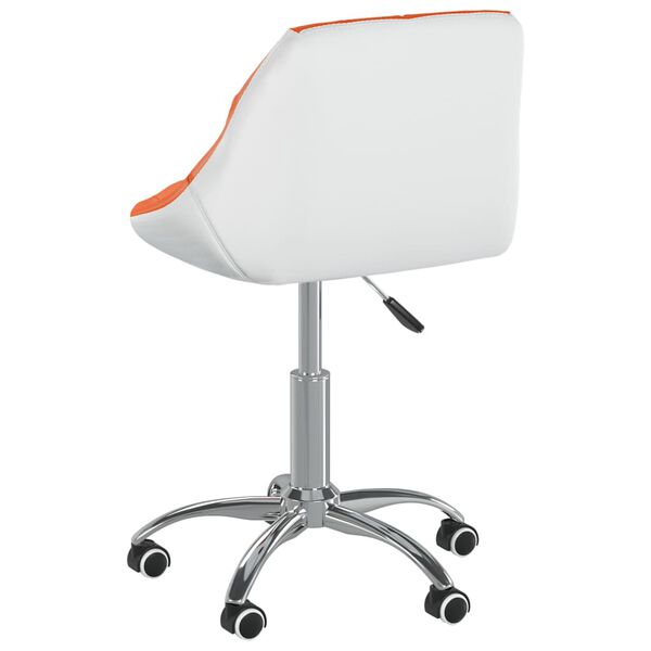 vidaXL Otočn&aacute; j&iacute;deln&iacute; židle oranžovo-b&iacute;l&aacute; uměl&aacute; kůže