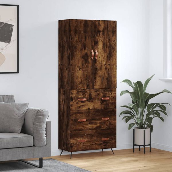 vidaXL Skř&iacute;ň highboard kouřov&yacute; dub 69,5 x 34 x 180 cm kompozitn&iacute; dřevo