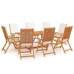 vidaXL 9d&iacute;ln&yacute; zahradn&iacute; j&iacute;deln&iacute; set s podu&scaron;kami masivn&iacute; teak &scaron;ed&yacute;