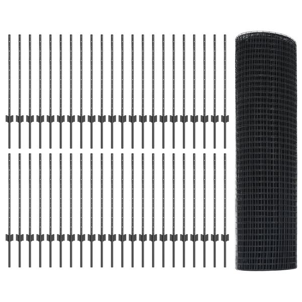 vidaXL Plot s sloupkem &Scaron;ed&aacute; 0,8 x 100 m Ocel a PVC