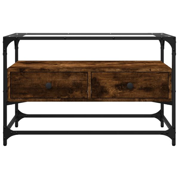 vidaXL TV skř&iacute;ňka se skleněnou deskou kouřov&yacute; dub 80x35x51 cm kompozit