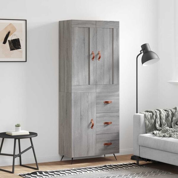 vidaXL Skříň highboard šedá sonoma 69,5 x 34 x 180 cm kompozitní dřevo