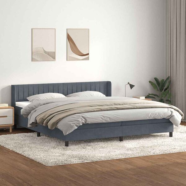 vidaXL Box spring postel s matrac&iacute; tmavě &scaron;ed&aacute; 180x210 cm samet