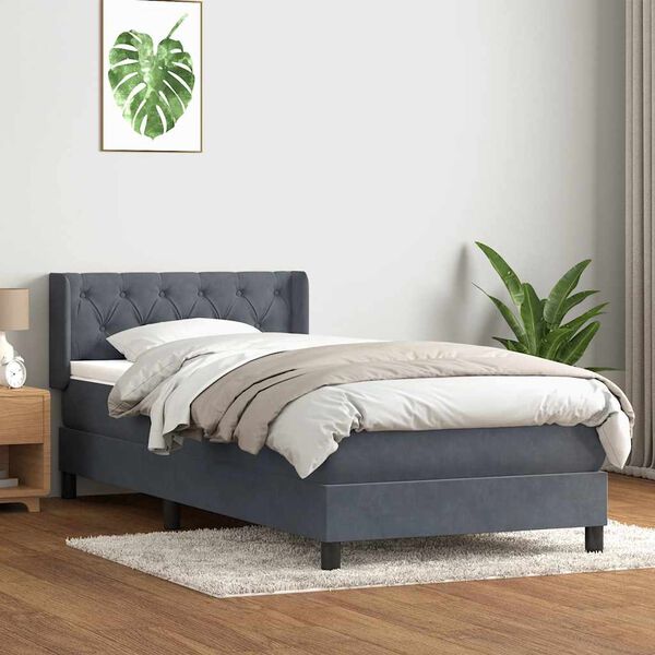 vidaXL Box spring postel s matrac&iacute; tmavě &scaron;ed&aacute; 80x210 cm samet