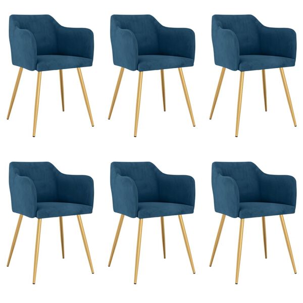 vidaXL J&iacute;deln&iacute; židle 6 ks modr&eacute; samet
