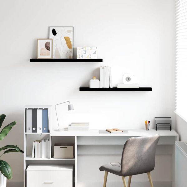 vidaXL Plovouc&iacute; n&aacute;stěnn&eacute; police 2 ks leskl&eacute; čern&eacute; 90x23,5x3,8 cm MDF