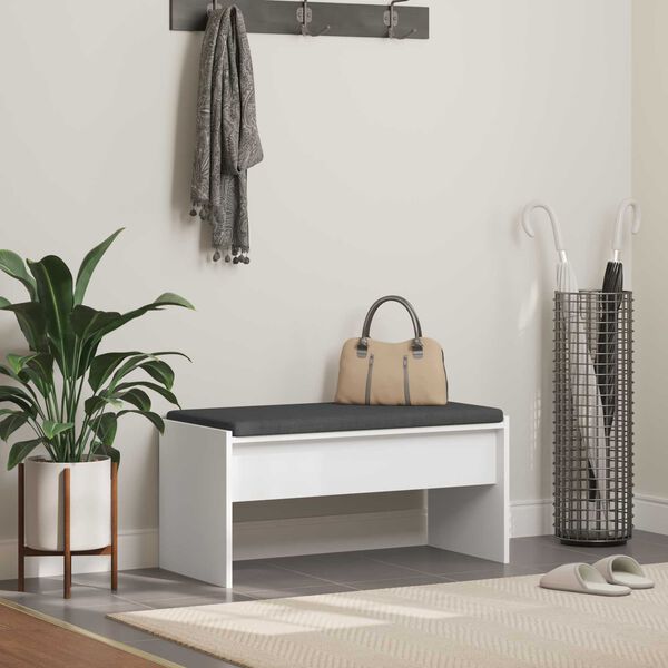 vidaXL Chodbičkov&aacute; lavice s pol&scaron;t&aacute;řem B&iacute;l&aacute; 83 x 38 x 40 cm