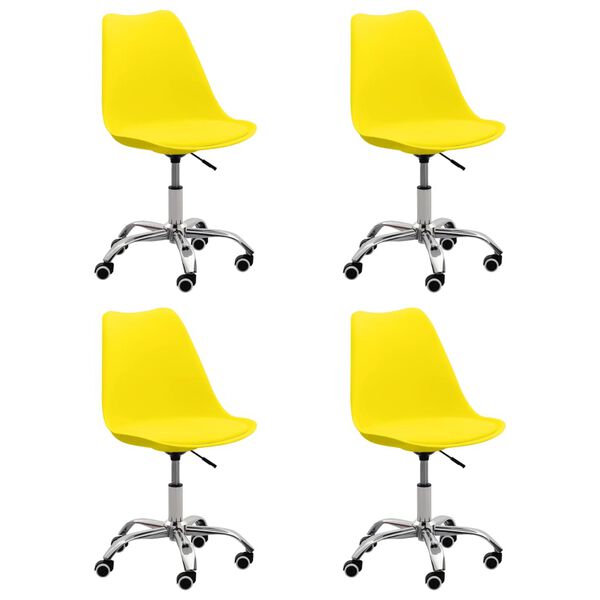 vidaXL J&iacute;deln&iacute; židle 4 ks žlut&eacute; uměl&aacute; kůže