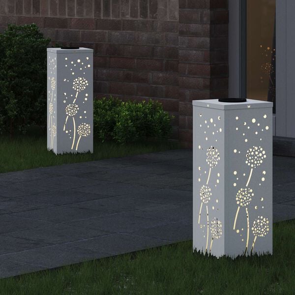 vidaXL Sol&aacute;rn&iacute; LED Cestovn&iacute; Světlo 2 pcs B&iacute;l&aacute; Studeně v&aacute;lcovan&aacute; ocel