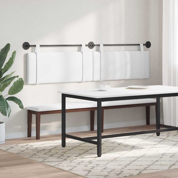 vidaXL Z&aacute;věsn&aacute; čeln&iacute; deska N&aacute;stěnn&yacute; B&iacute;l&yacute; 210 x 55 x 5 cm textil