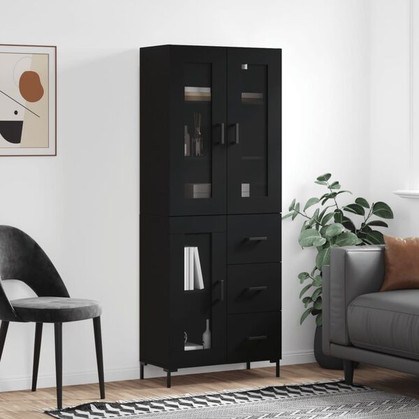 vidaXL Skříň highboard černá 69,5 x 34 x 180 cm kompozitní dřevo