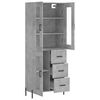 vidaXL Skř&iacute;ň highboard betonově &scaron;ed&aacute; 69,5x34x180 cm kompozitn&iacute; dřevo