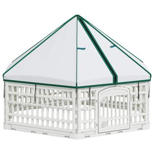 vidaXL 6-panelov&yacute; ps&iacute; v&yacute;běh 122 x 106,5 x 82 cm Plast B&iacute;l&aacute; Skl&aacute;dac&iacute;