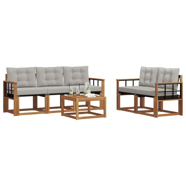 vidaXL Venkovn&iacute; pohovkov&aacute; souprava 6 pcs Př&iacute;rodn&iacute; a světle &scaron;ed&aacute;