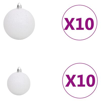 vidaXL 120dílná sada vánočních koulí se špicí a 300 LED bílá a šedá
