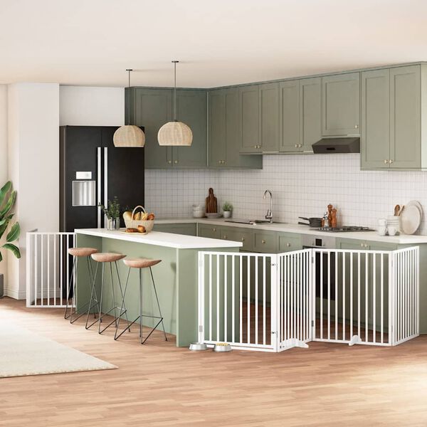 vidaXL Z&aacute;brana pro psy s dv&iacute;řky skl&aacute;dac&iacute; 12 panelů b&iacute;l&aacute; 960 cm topol