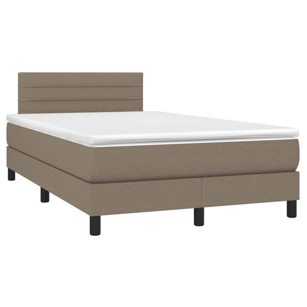 vidaXL Box spring postel s matrac&iacute; a LED taupe 120 x 200 cm textil