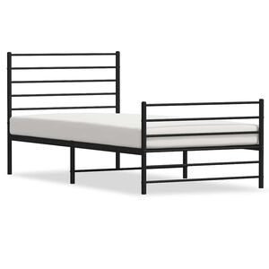 vidaXL Kovov&yacute; r&aacute;m postele s hlavov&yacute;m a nožn&iacute;m čelem čern&yacute; 80 x 200 cm