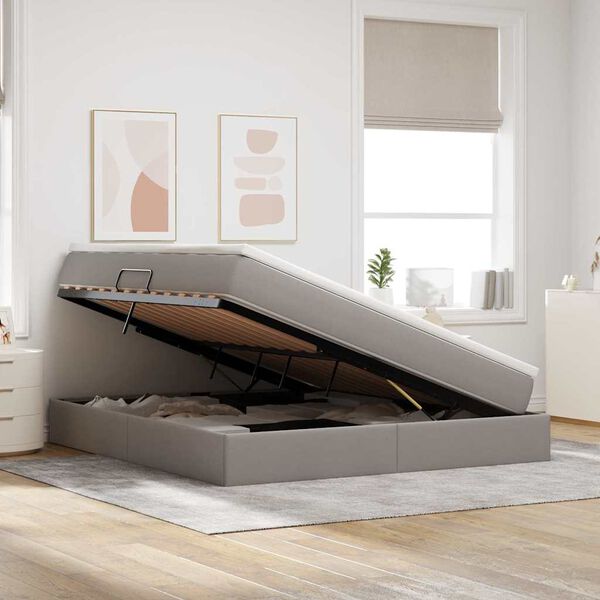 vidaXL Postel s &uacute;ložn&yacute;m prostorem a matrac&iacute; Taupe 160 x 200 cm