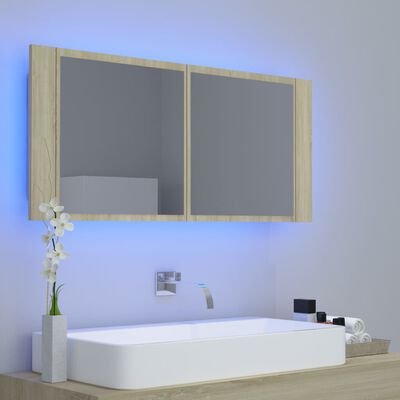 vidaXL LED koupelnové zrcadlo dub sonoma 100 x 12 x 45 cm akrylové