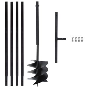 vidaXL Zemn&iacute; vrt&aacute;k s rukojet&iacute; 250 mm s prodlužovac&iacute; trubkou 4 m ocel