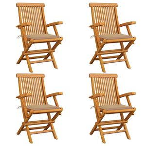 vidaXL Zahradn&iacute; židle s b&eacute;žov&yacute;mi podu&scaron;kami 4 ks masivn&iacute; teak