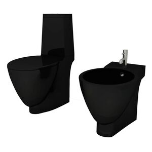 vidaXL Keramick&eacute; WC a bidet čern&eacute;