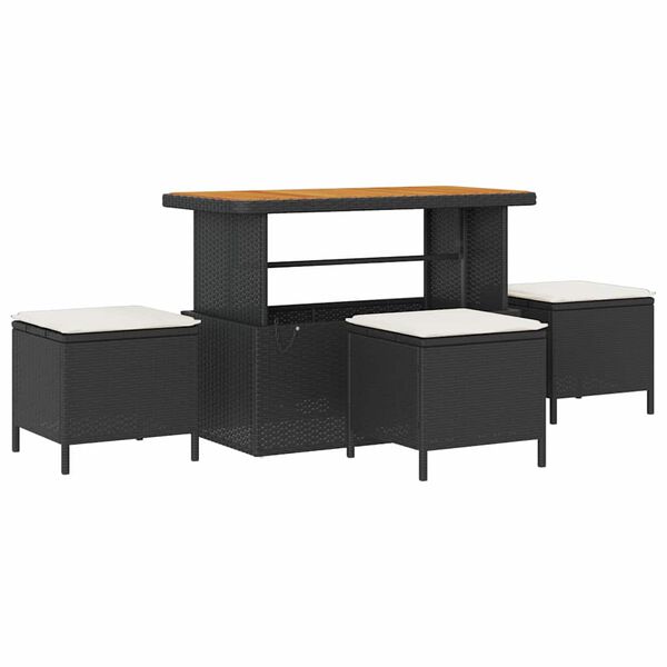 vidaXL Sada zahradn&iacute;ch pohovek s pol&scaron;t&aacute;řem 10 pcs Čern&aacute; a kr&eacute;mov&aacute;