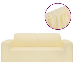 vidaXL Strečov&yacute; potah na dvoum&iacute;stnou pohovku kr&eacute;mov&yacute; polyester žerzej