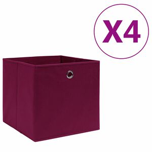 vidaXL &Uacute;ložn&eacute; boxy 4 ks netkan&aacute; textilie 28 x 28 x 28 cm tmavě červen&eacute;