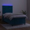 vidaXL Box spring postel s matrac&iacute; a LED tmavě modr&aacute; 80 x 200 cm samet