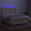 vidaXL Box spring postel s matrac&iacute; a LED kr&eacute;mov&aacute; 140x200 cm textil