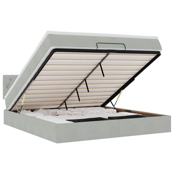 vidaXL Osmansk&yacute; r&aacute;m postele s matrac&iacute; světle &scaron;ed&aacute; 160x200cm samet