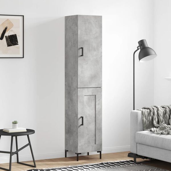 vidaXL Skř&iacute;ň highboard betonově &scaron;ed&aacute; 34,5x34x180 cm kompozitn&iacute; dřevo