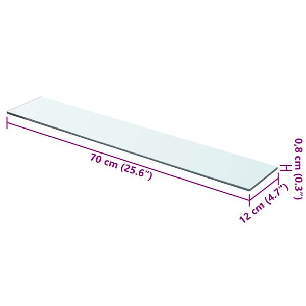 vidaXL Policov&eacute; desky 2 ks sklo čir&eacute; 70 x 12 cm