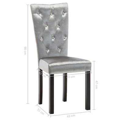 vidaXL Jídelní židle 2 ks stříbrné samet