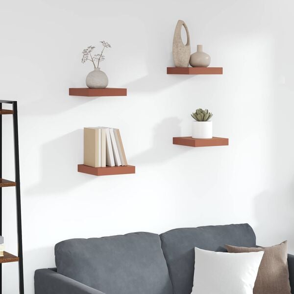 vidaXL N&aacute;stěnn&aacute; polička N&aacute;stěnn&yacute; 4 pcs Červen&aacute; 23 x 23,5 x 4 cm