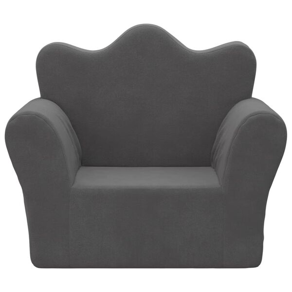 vidaXL Dětsk&aacute; pohovka antracitov&aacute; měkk&yacute; ply&scaron;