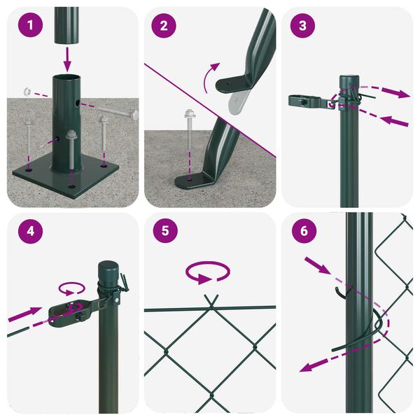 vidaXL Plotov&yacute; sloupek. Zelen&aacute; 10 x 1,2 m (s&iacute;ť 40 x 40 mm) Ocel a PVC