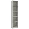 vidaXL 5patrov&aacute; knihovna betonově &scaron;ed&aacute; 40x24x175 cm kompozitn&iacute; dřevo
