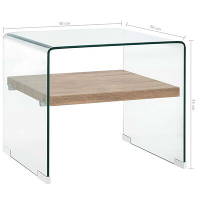 vidaXL Konferenční stolek čirý 50 x 50 x 45 cm tvrzené sklo