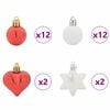 vidaXL Sada v&aacute;nočn&iacute;ch ozdob 40 pcs Červen&aacute; a B&iacute;l&aacute; Plast