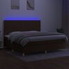 vidaXL Box spring postel s matrac&iacute; a LED tmavě hněd&aacute; 200x200 cm textil
